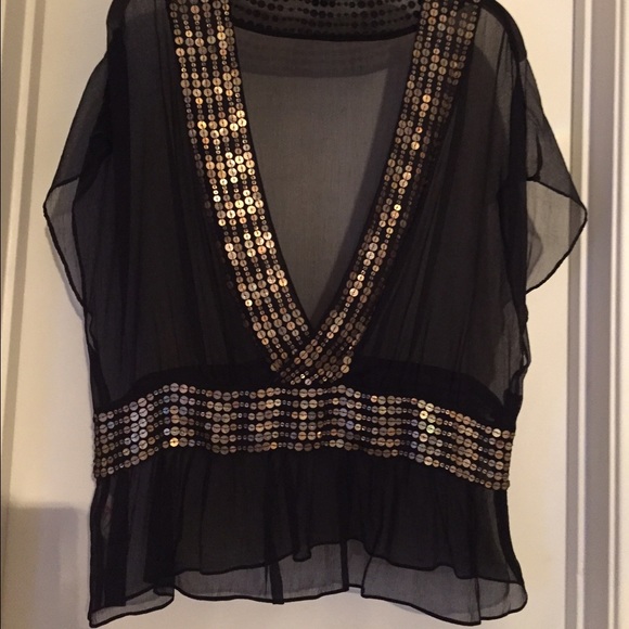 DKNY sheer sequin blouse