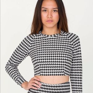 Houndstooth Long Sleeve Ponte Crop Raglan Sweater
