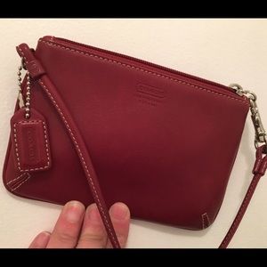 Coach red leather wristlet