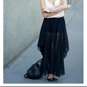 Zara sheer black maxi skirt with attached shorts