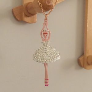 betsey johnson ballerina rose long pendant