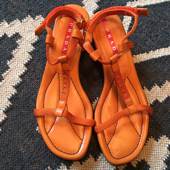 Fun & Edgy Strappy Prada Kitten Heel Sandals