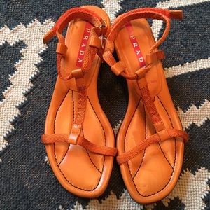 Fun & Edgy Strappy Prada Kitten Heel Sandals