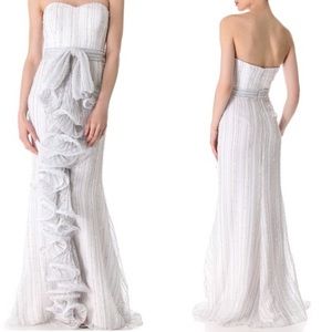 Badgley Mischka Couture Strapless RuffleFront Gown