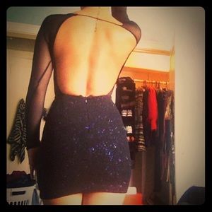 Deep V Sequin Dress