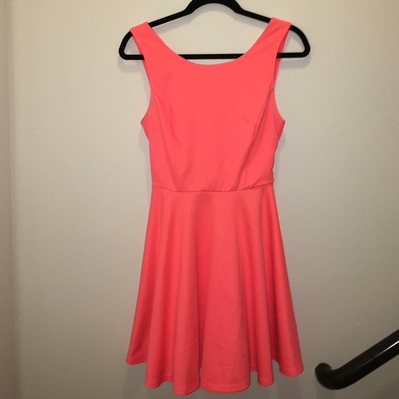 Neon Coral Fit n Flare Dress by GUESS