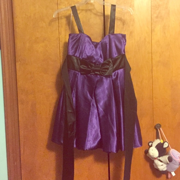 Purple Satin Homecoming Dress
