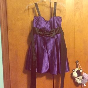 Purple Satin Homecoming Dress