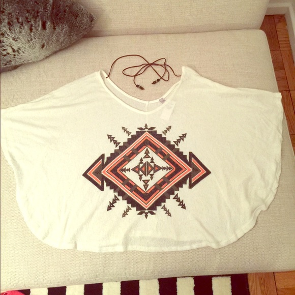 Tribal design Flowy Poncho Shirt