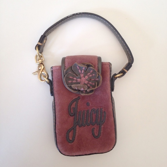 Juicy Couture Handbags - Juicy Couture Pink Suede Phone Wristlet
