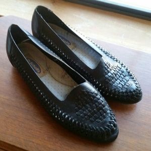 Woven black granny flats hipster festival boho