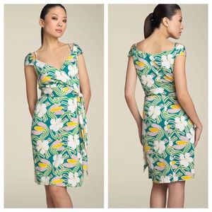 Diane Von Furstenberg DVF Green Floral Wrap Dress