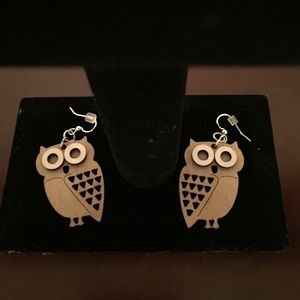 Wooden Owl Pierced Earrings