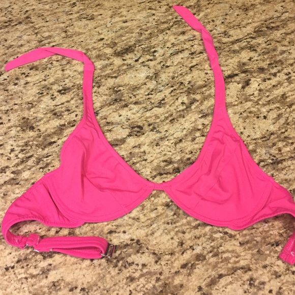 Pink halter bikini top