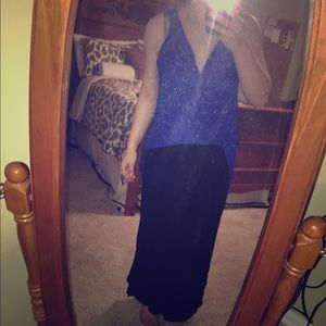 Blue cobalt sleeveless high low top