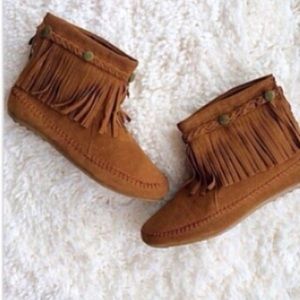 Boho Fringe Moccasin Booties