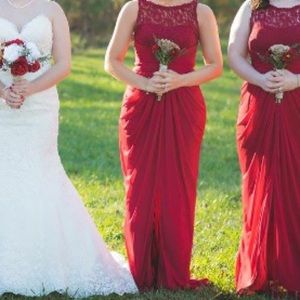 Red David's Bridal Bridesmaid Dress