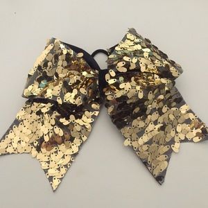 Gold sequin cheer bow