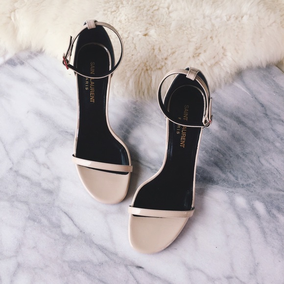 Saint Laurent Shoes - Saint Laurent Nude Patent Jane 80 Sandals