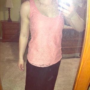 Banana republic racer back coral lace blouse