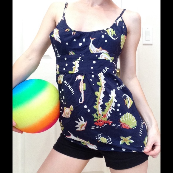J. Crew Tops - J. Crew Hawaiian Fish Seahorse Tank Button Back J. Crew Tops - J. Crew Hawaiian Fish Seahorse Tank Button Back