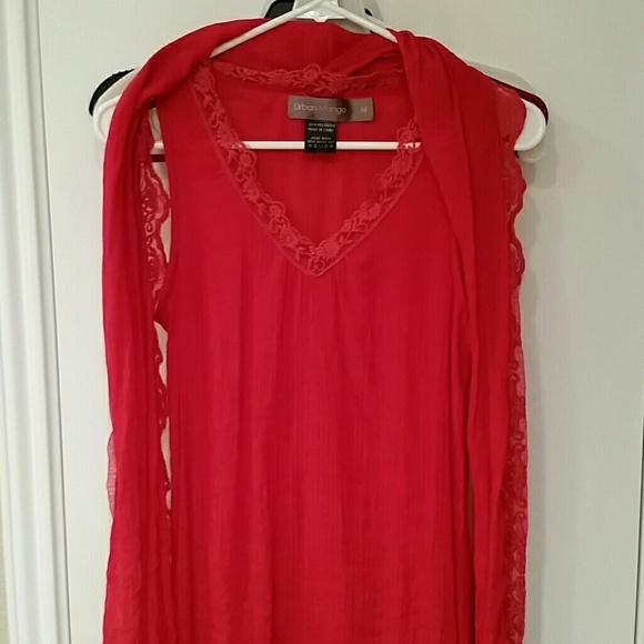 RED lace Tank with scarf