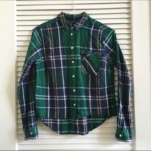 Topshop Green Flannel Blouse