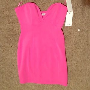 Hot pink, strapless party dress!