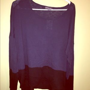 Black and navy long sleeve blouse