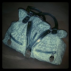 Kathy Van Zeeland grey/tan Leopard print handbag