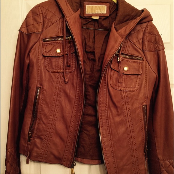 Michael Kors brown leather jacket