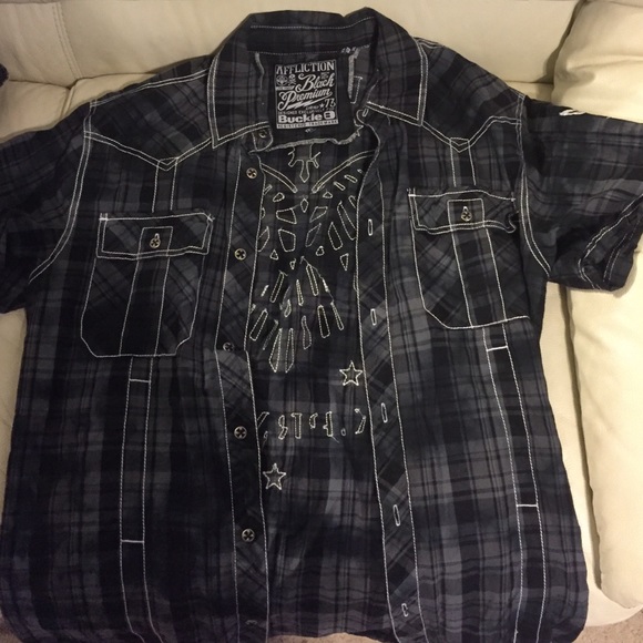 Short sleeve button plaid top men's