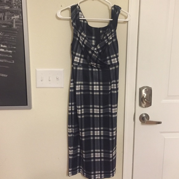 Black and white plaid pencil dress