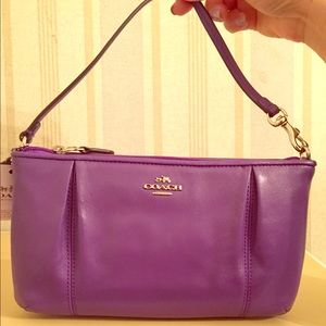 COACH Purple Iris Colette Leather Wristlet #F64369