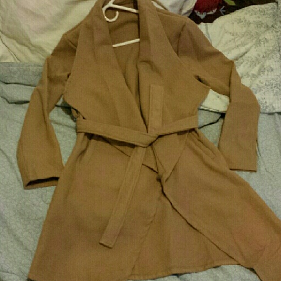 Last 1*Camel Large Lapel Waterfall Open Front Coat - Picture 3 of 4