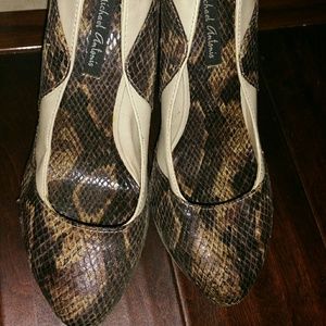 Brown faux Snake skin heels