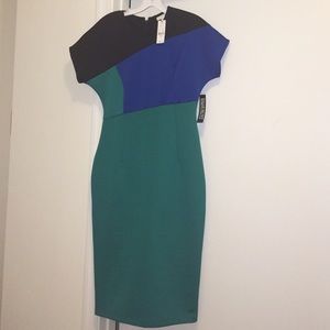 Colorblock Scuba Midi Dress