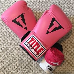 Title Boxing Gloves and 3 Pairs of Wraps