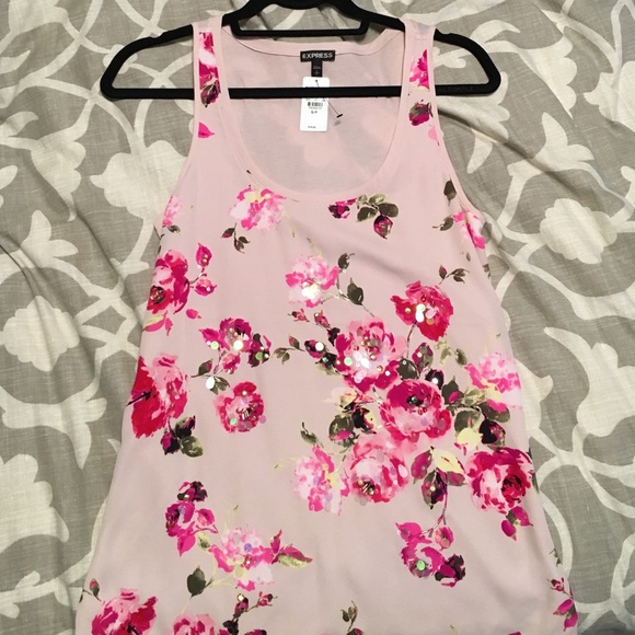 Express pale pink tank top with embellishments