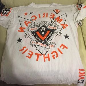 Orange and navy design tee