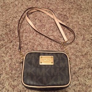 Brown Michael Kors logo cross body