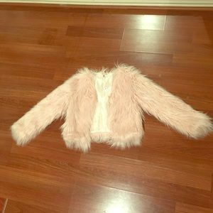 Selling faux fur light pink coat!