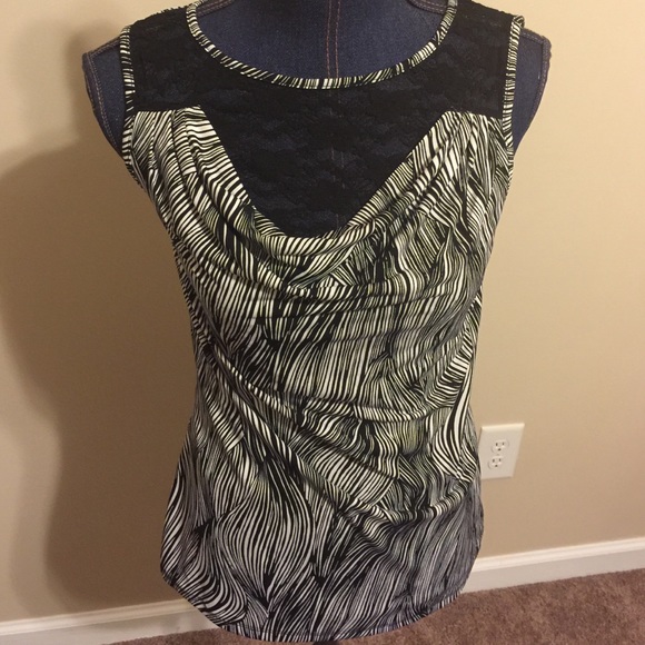 Black and white dress tank with lace top