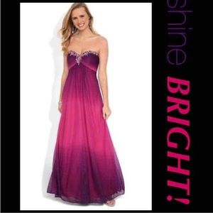 Magenta ombré formal prom dress