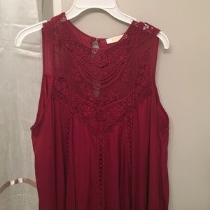 Burgundy boho crochet lace dress