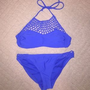 Blue crocheted bikini