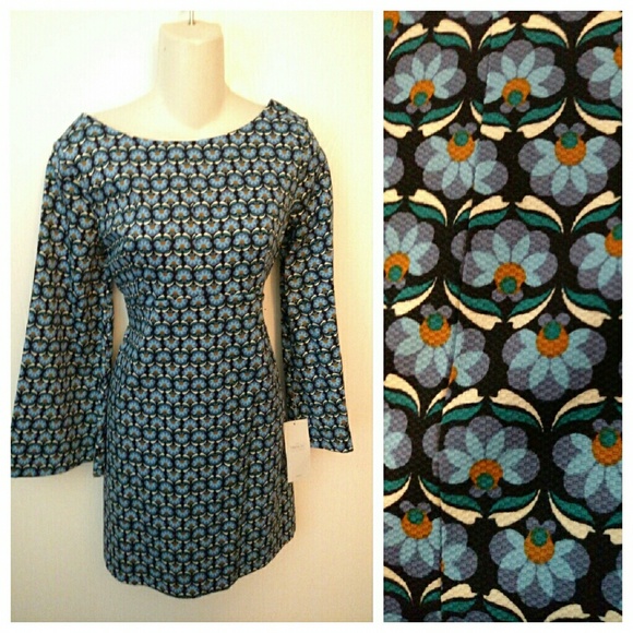 Zara blue retro print dress Large L mini - Picture 3 of 4