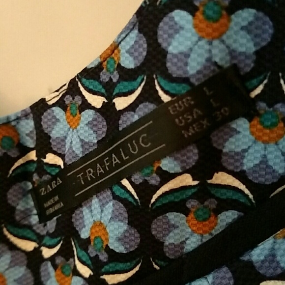 Zara blue retro print dress Large L mini - Picture 4 of 4