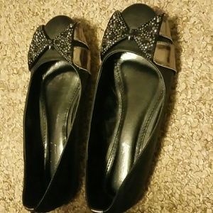 Cute Black flats with silver studded bows