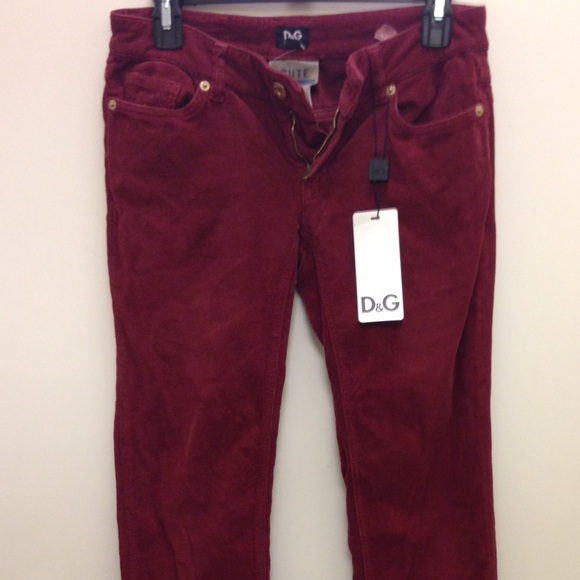 D&G Corduroy Cotton Deep Red Burgundy Pants - Picture 1 of 4